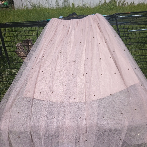 Vintage Sweet Shape Pink Tulle Gold Studded Maxi - Picture 5 of 9